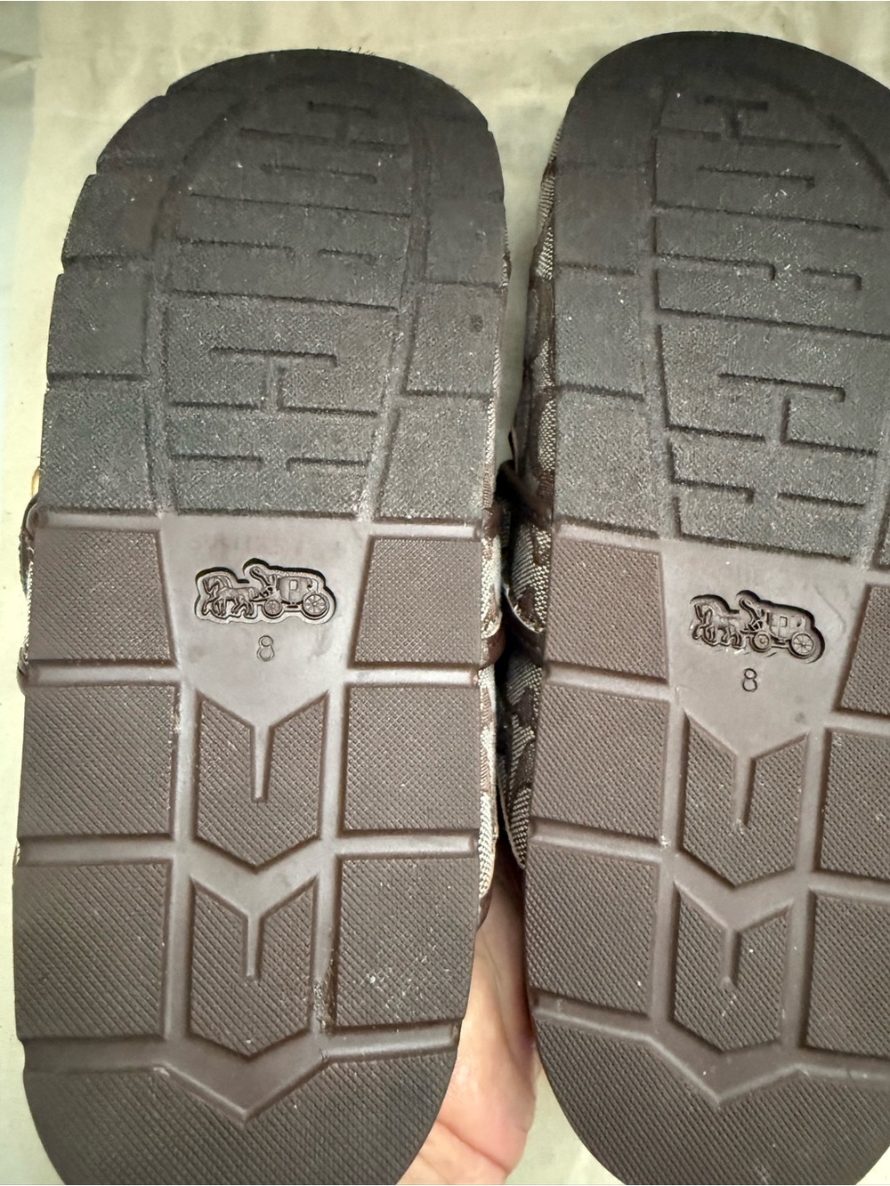 Coach Brown Signature Monogram Slip-On Slides with Gold Buckles Size 8 NWOT - Picture 6 of 8